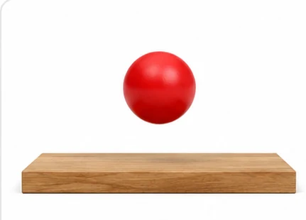 ball above a shelf